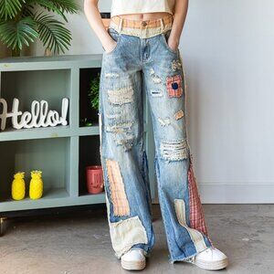 Oli & Hali Patch Detail Wide Leg Jeans